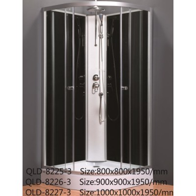 sector black back glass and sliding doors shower room without cover CE and ISO (8225-3 8226-3 8227-3)